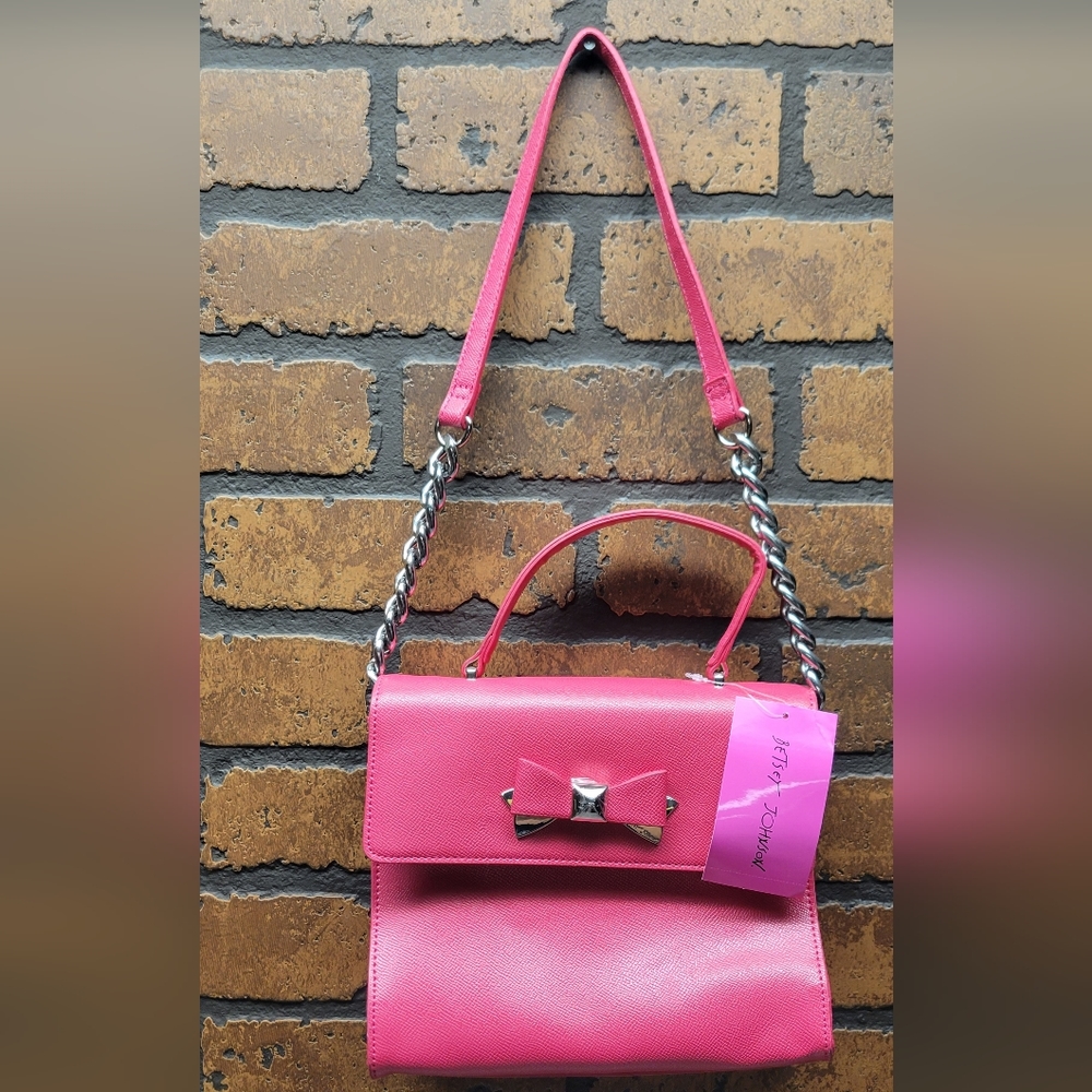 Betsey Johnson XO Devin Cherries Shoulder Bag with Chain Pink NWT‎